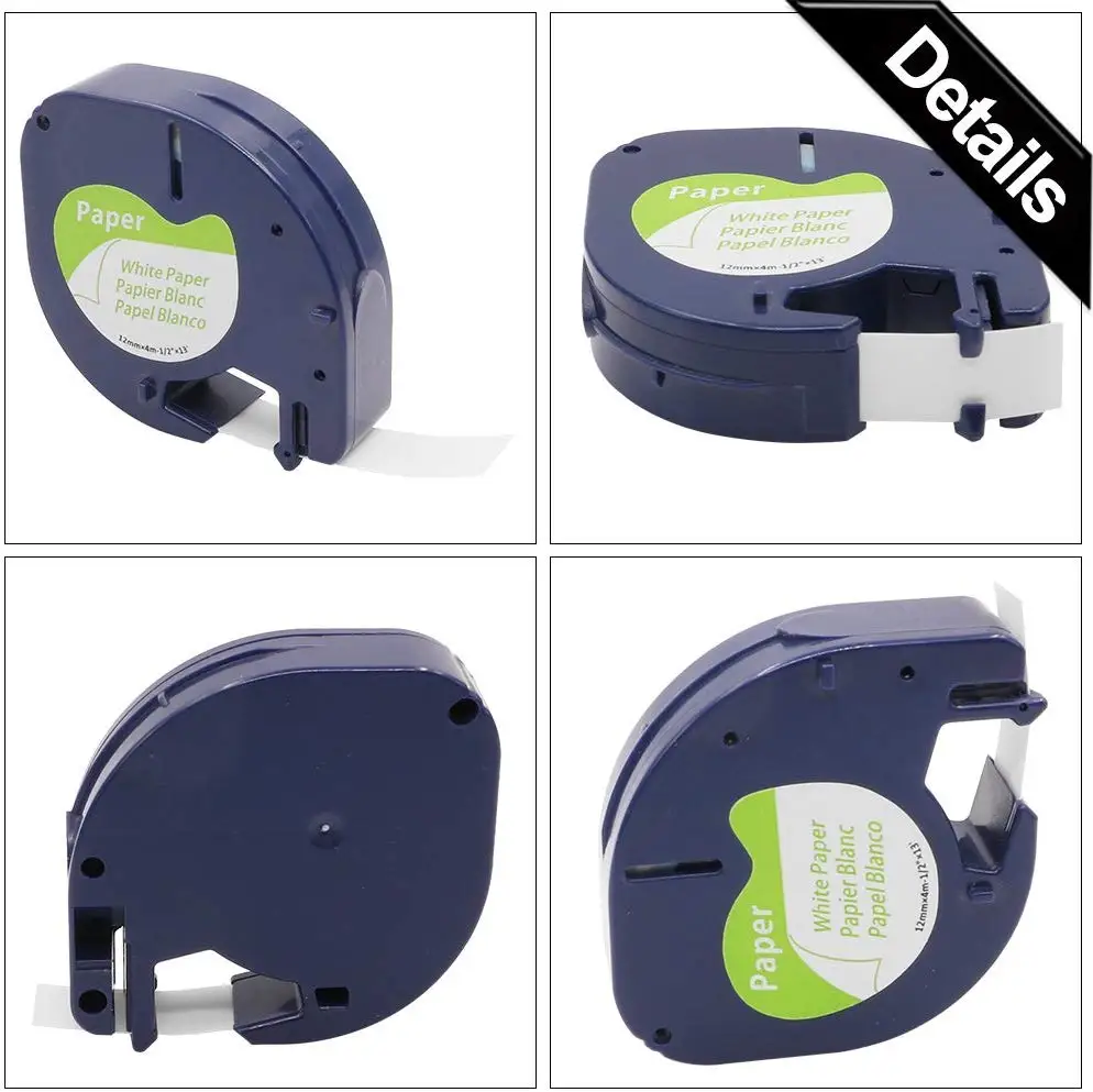  Bluecom 12 мм * 4 м совместимый для Dymo LetraTag LT91200 черный на белом фоне dymo этикетки ленты LT-100H