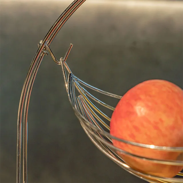 Exquisite workmanship 2 tier countertop metal fruit wire basket bowl fruit basket