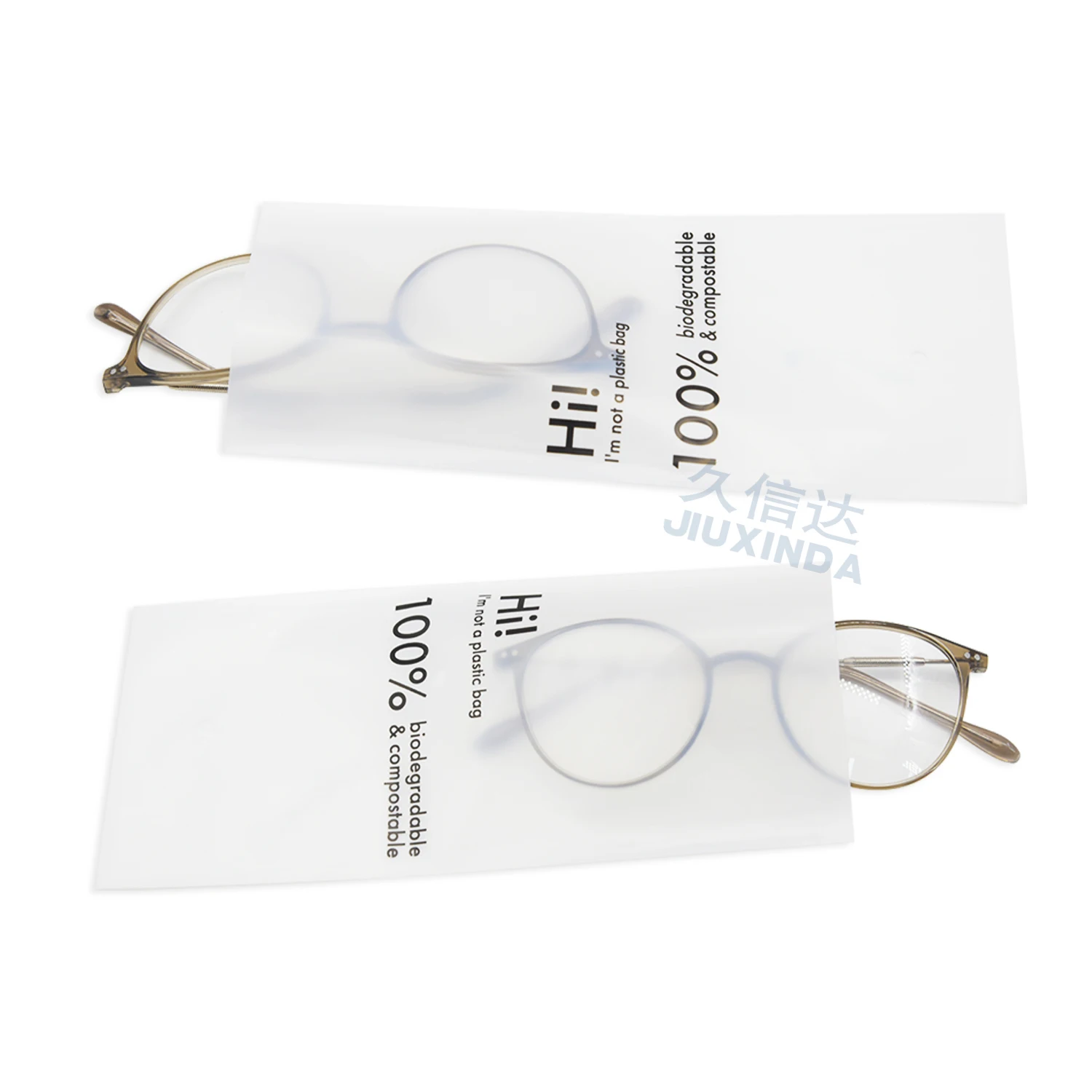 Custom Printed PLA 100% Biodegradable Degradable Compostable Semi transparent Dress Glasses Clothing Packaging Plastic bag