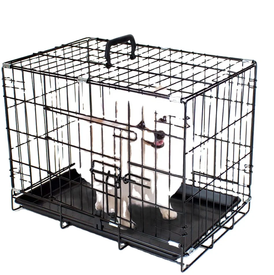 high quality double door folding metal dog cage dog crate manufacturer