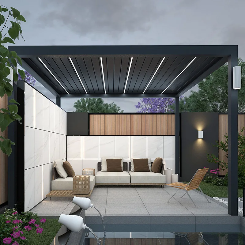 Waterproof Gazebo Pergola Aluminum 4x3 Pergola with Metal Nature Wpc Garden Gazebo Roof Outdoor Wood Pavilion Support SPF
