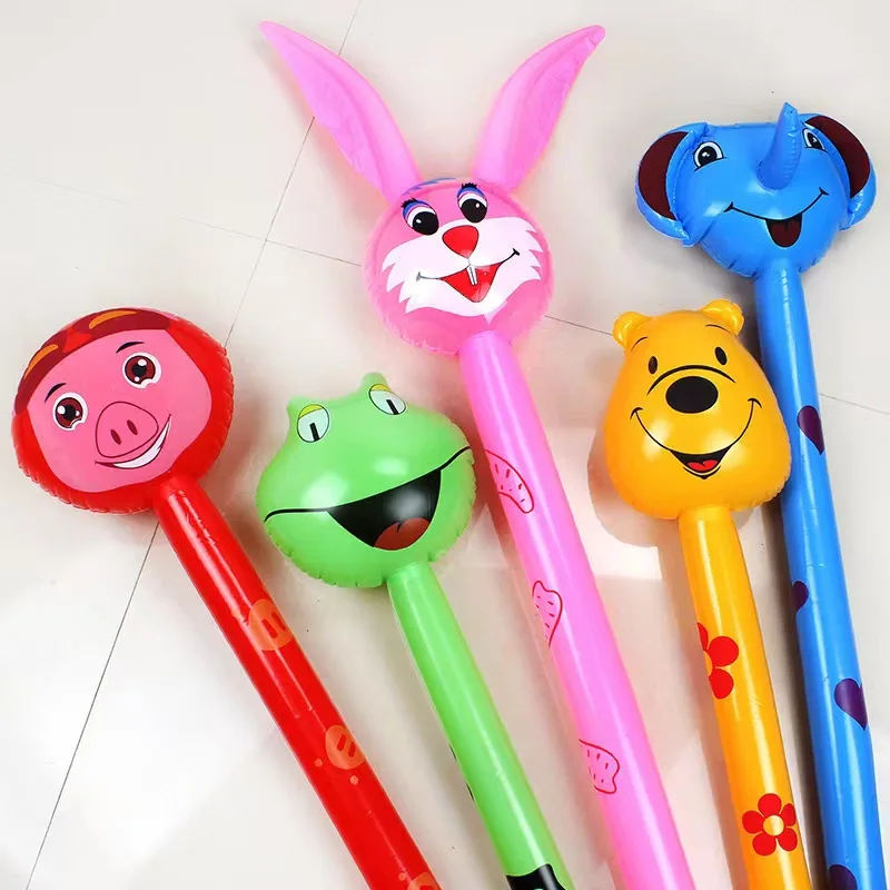 Hot Sale Children Outdoor PVC Inflatable Long Stick Cartoon Animal Cheer Stick