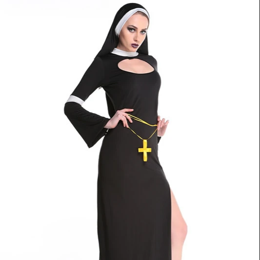 
Halloween Costumes for Women The Nun Costume Fantasia Adulto Cosplay Clothing Dress Headscarf Cross 