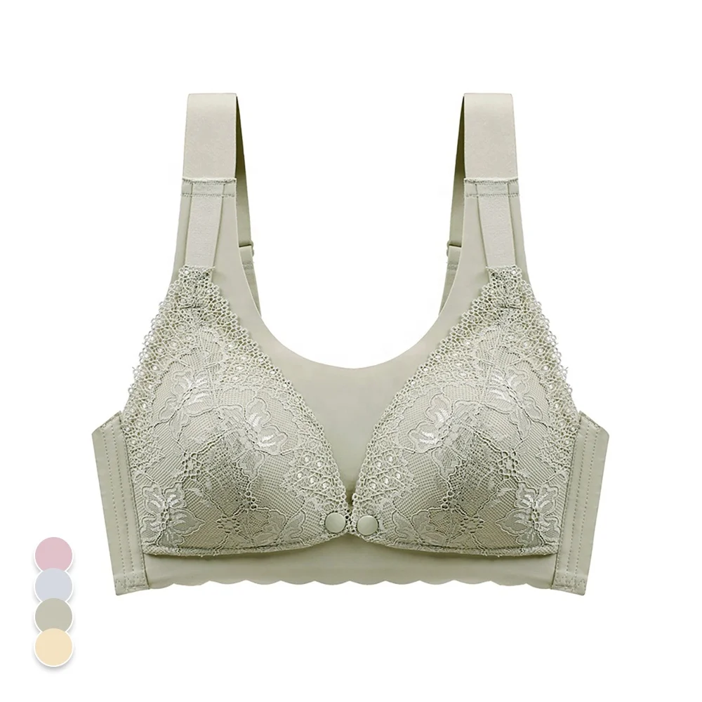 Спортивный бюстгальтер для тренировок Ama Larsi, бесшовный кружевной бюстгальтер из ледяного шелка с открытой передней пряжкой для ухода за ребенком