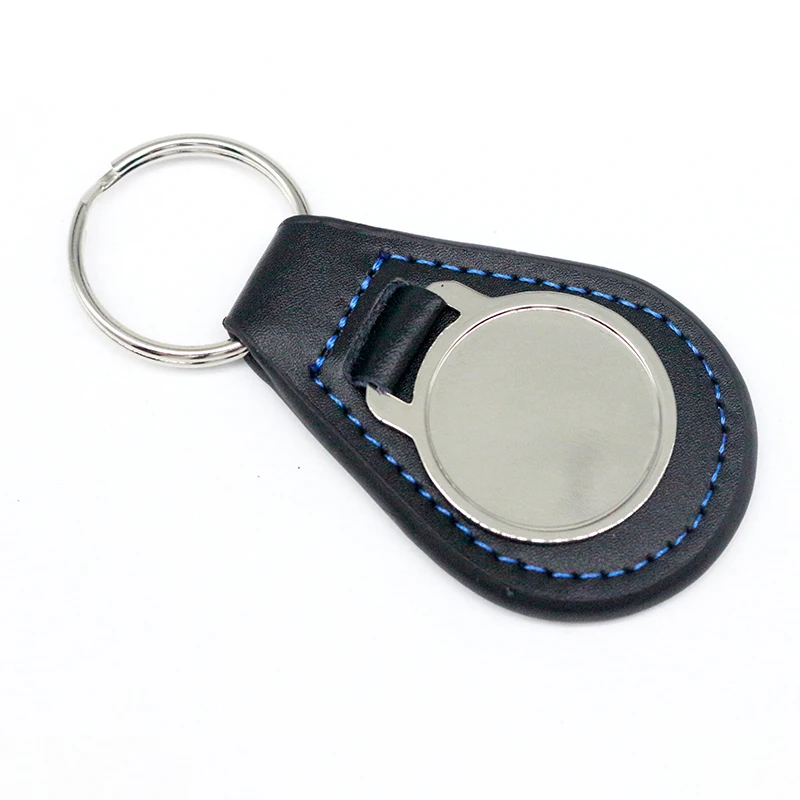 
Low moq custom black leather keychain with car brand logo 