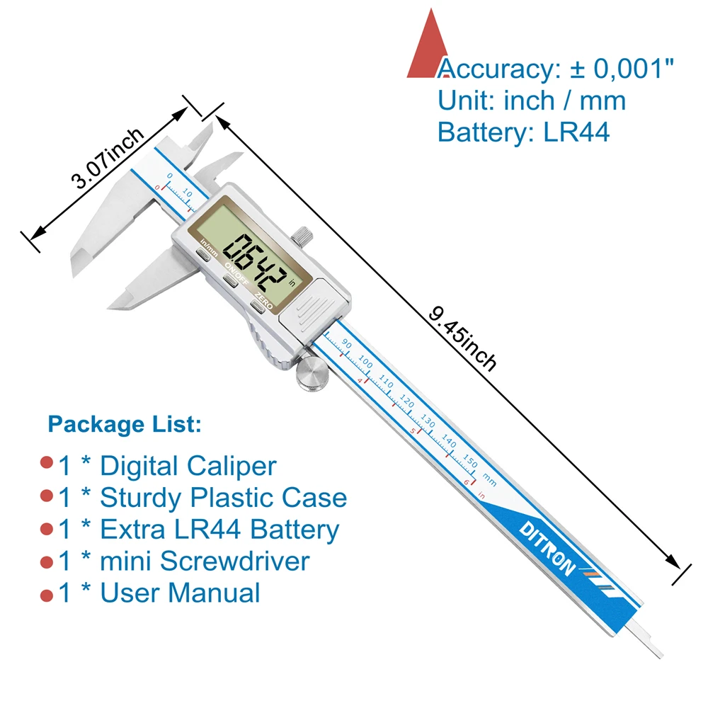 DITRON Digital Caliper Vernier Calipers Metal Caliper 150/200/300mm High Accuracy Measuring Tools Micrometer Digital Ruler