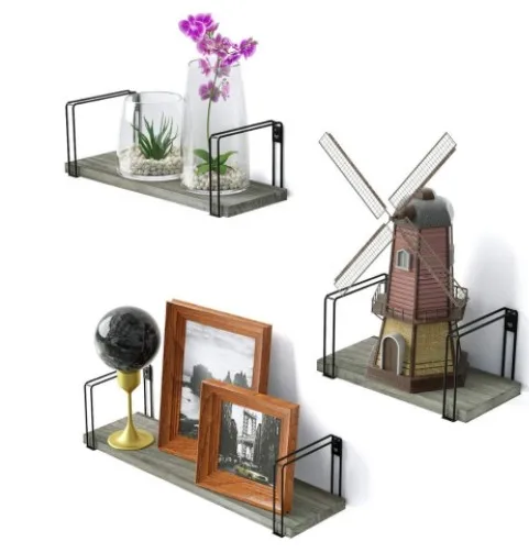 Новинка 2021, набор из 3 плавающих полок, деревянные настенные полки в деревенском стиле, настенная плавающая полка для свободной группы спальни