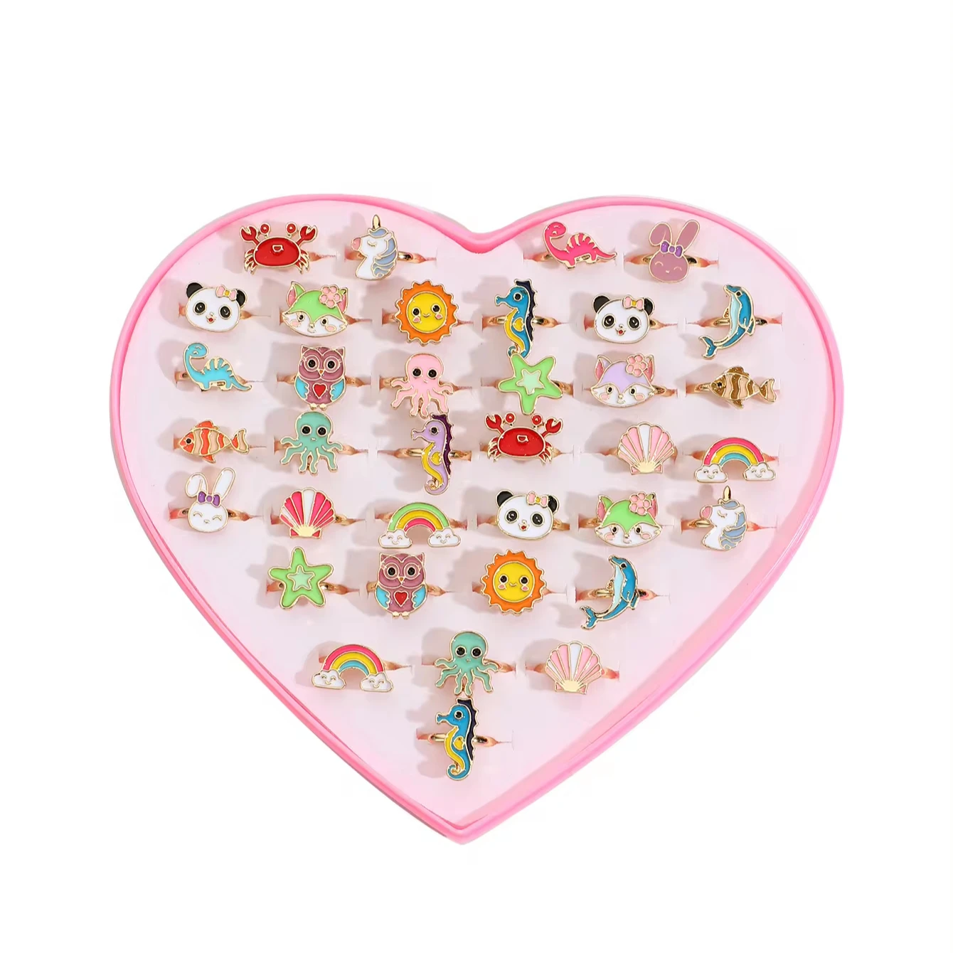 Many Animal Ring for Girls Cute Children Kids Jewelry Ring Good Quality Crystal Animal Rings Set For Girl