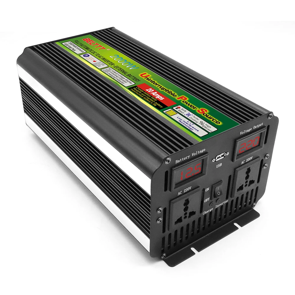 Original BELTTT off grid 12v to 220v UPS dc to ac modified sine wave inverter 2000 watts with charger