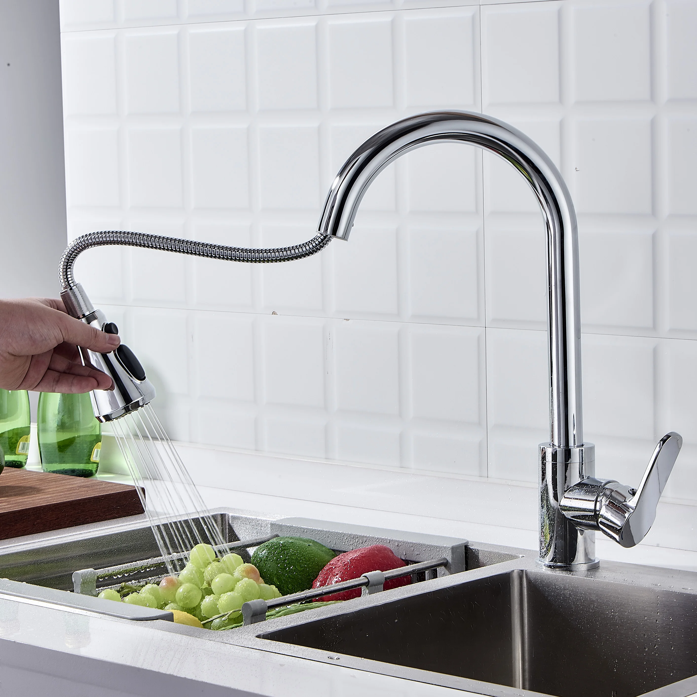 2022 kitchen faucet stainless steel 304 water tap modern kichen kitchen taps brass pull out sprayer kitchen mixer sink faucets