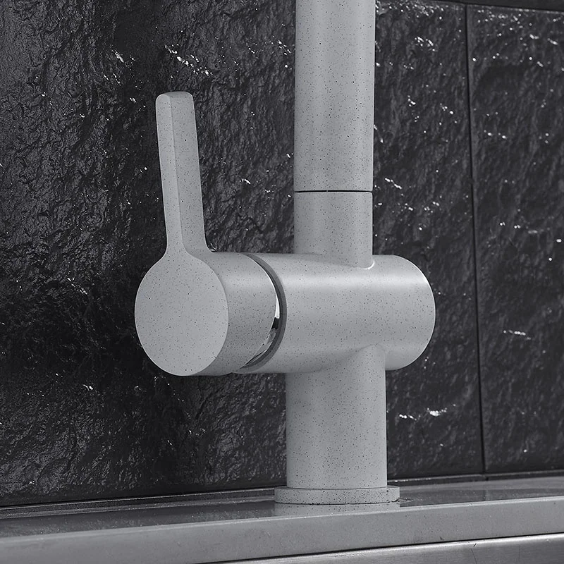 Modern Single Hole Hot Cold Water Mixed Sink Tap 360 Degree Rotation Single Handle Brass White Granite Kitchen Faucets