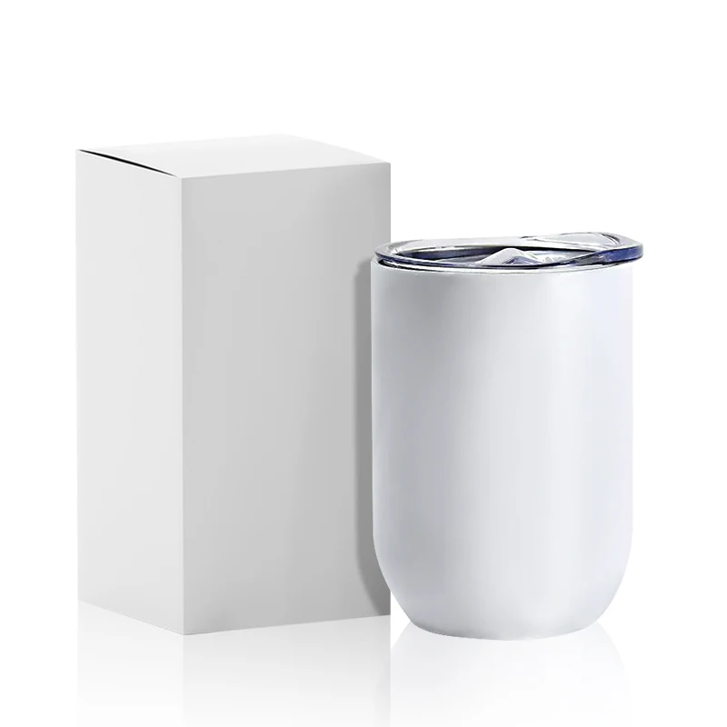 USA Wholesale 12oz Sublimation Blank White Straight Wine Mug  Double Walled Stainless Steel 12oz wine tumbler