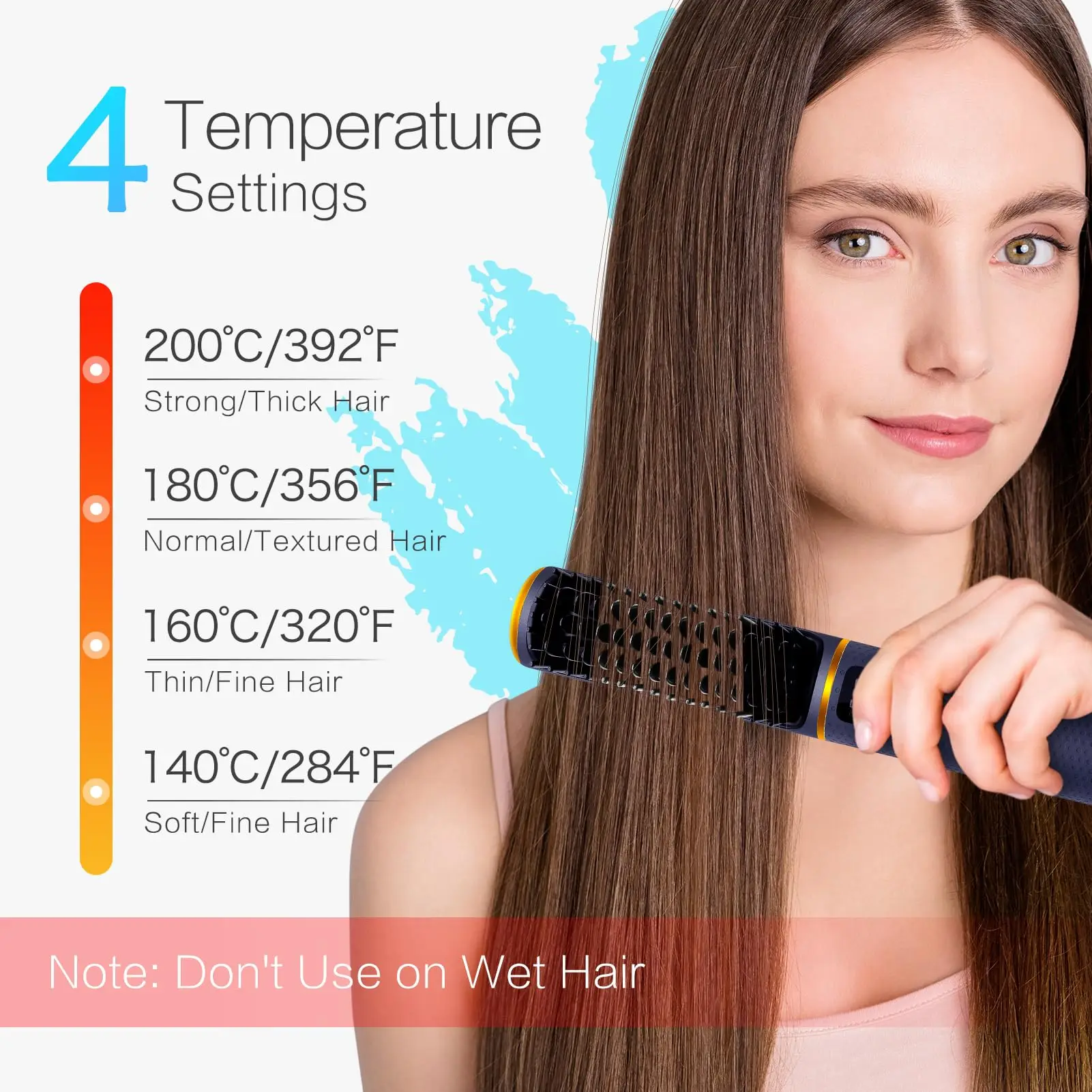 Cordless Convenient Professional 2-in-1 USB Comb Electric Hair Straightener Negative Ion Hair Straightening Brush