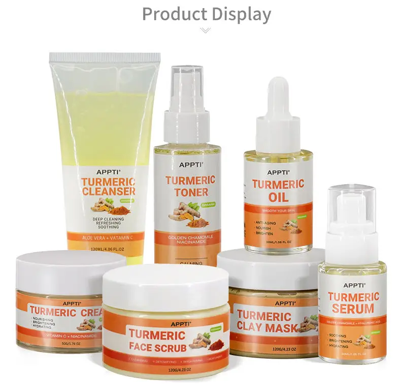 100% Pure Natural Organic facial skin care turmeric clay mask turmeric vitamin c clay mask