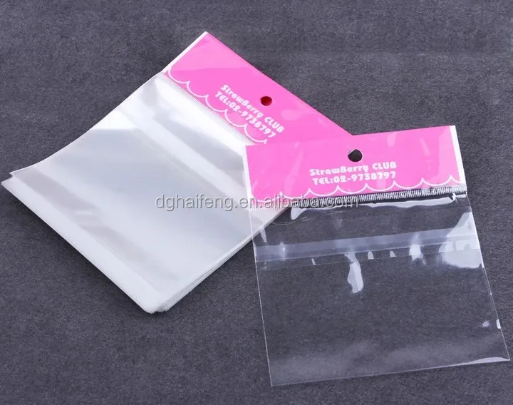 Card Hanging Header Pearl Film Self Adhesive Seal Clear Bag Jewelry Hanging Hole Bags Clothing Clear Package Plastic OPP Bag