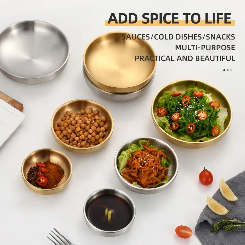 Hot Sale Sauce Dishes Stainless Steel Round Seasoning Dishes Bowls Sushi Dipping Small Dish Bowl Saucers Mini Appetizer Plates