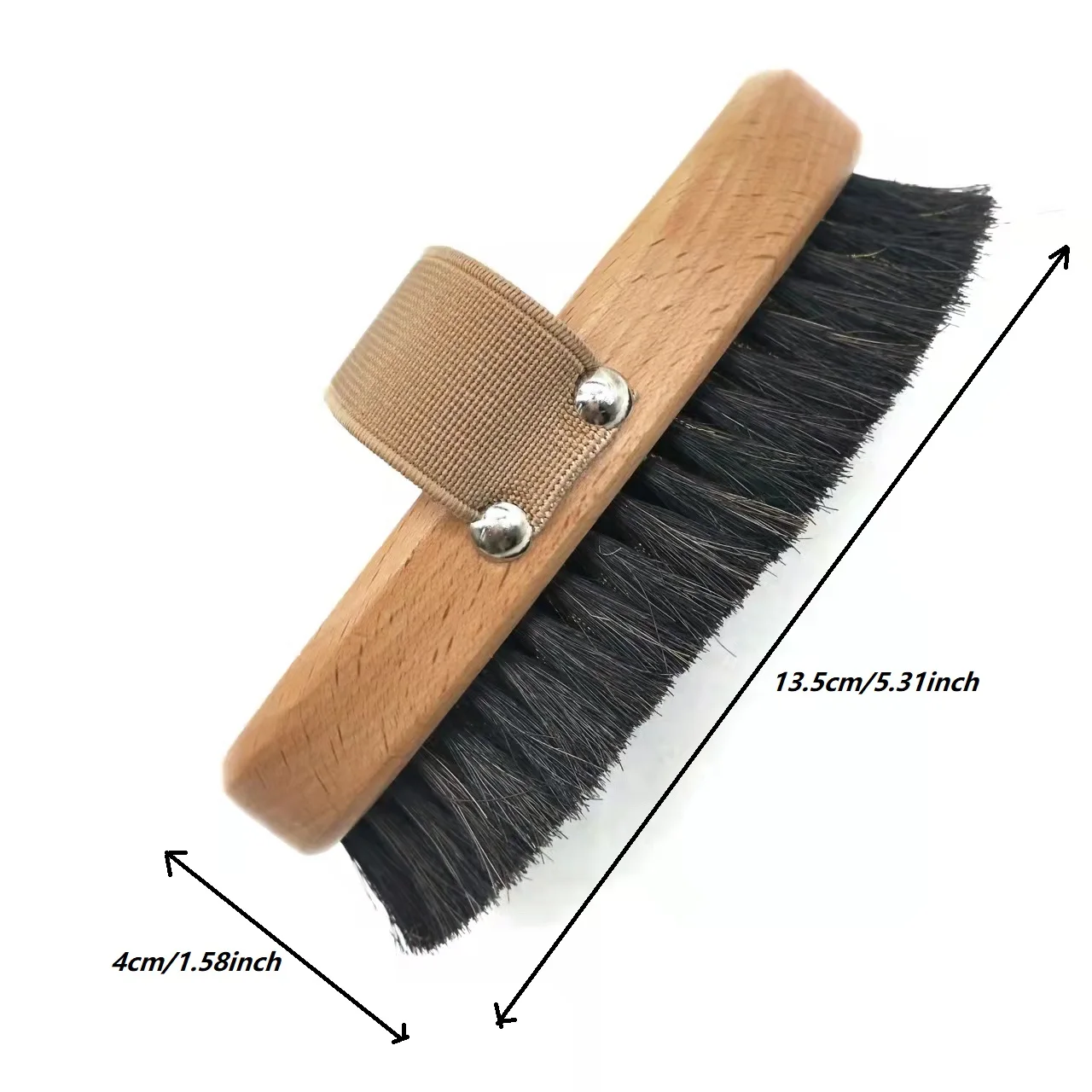 Customized Large Wooden Black Horsehair Copper Wire Dry Body Exfoliating Bath Brush