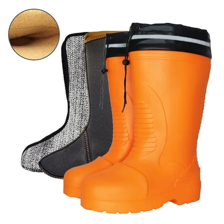 Popular Oem Fishermen Fly Fishing Safety Work Cold Storage Thermal Eva Fur Winter Waterproof Ski Snow Rain Boots For Men
