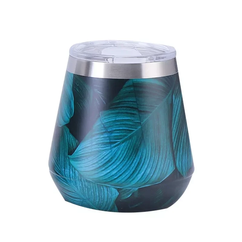 Unique Vacuum Insulated Stainless Steel Wine Tumbler with Lid Double Wall Wine Glass