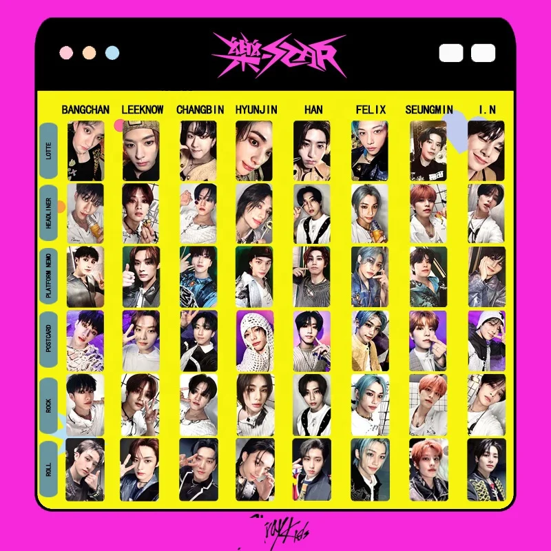 8 sets of KPOP rock star album photo cards for homeless children, double-sided postcards, Leeknow Bang Chan Hyunjin Felix Lomo