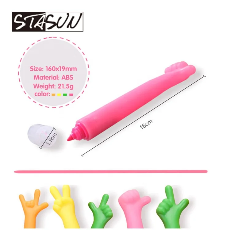 STASUN Fashion Promotional High Quality Roshambo Hand Finger Shape Cute Highlighter