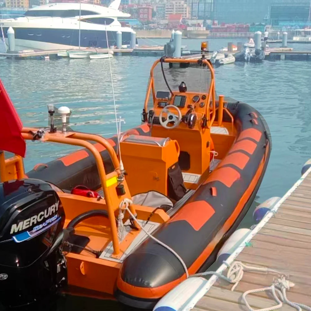 luxury aluminum hull rib 6m hypalon PVC inflatable rescue aluminum floor inflatable rigid rowing boat