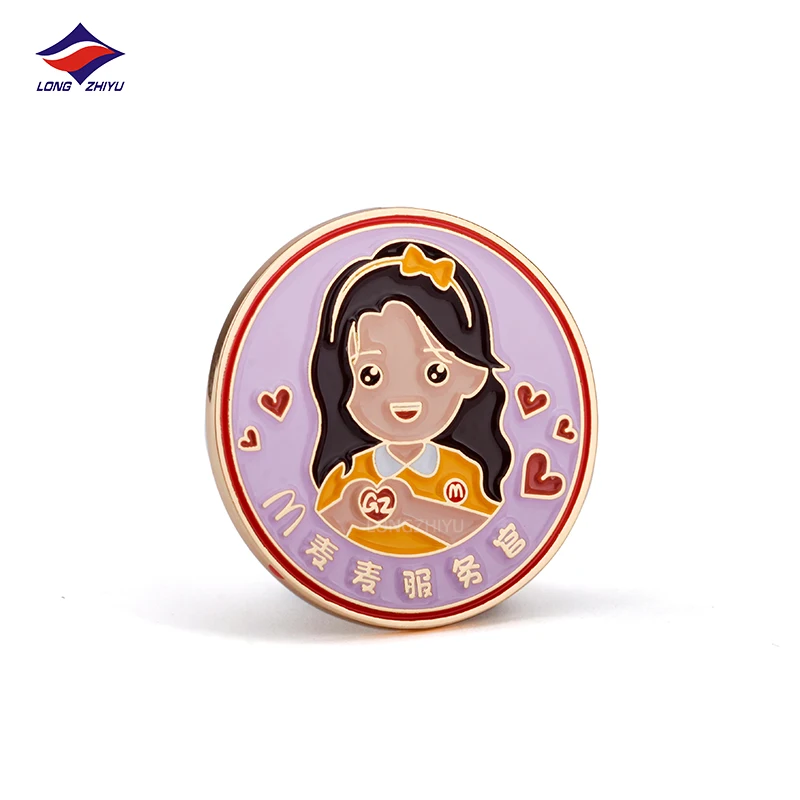 Longzhiyu metal logo pin badge maker custom funny smiley badge pins personalized cute cartoon character pins