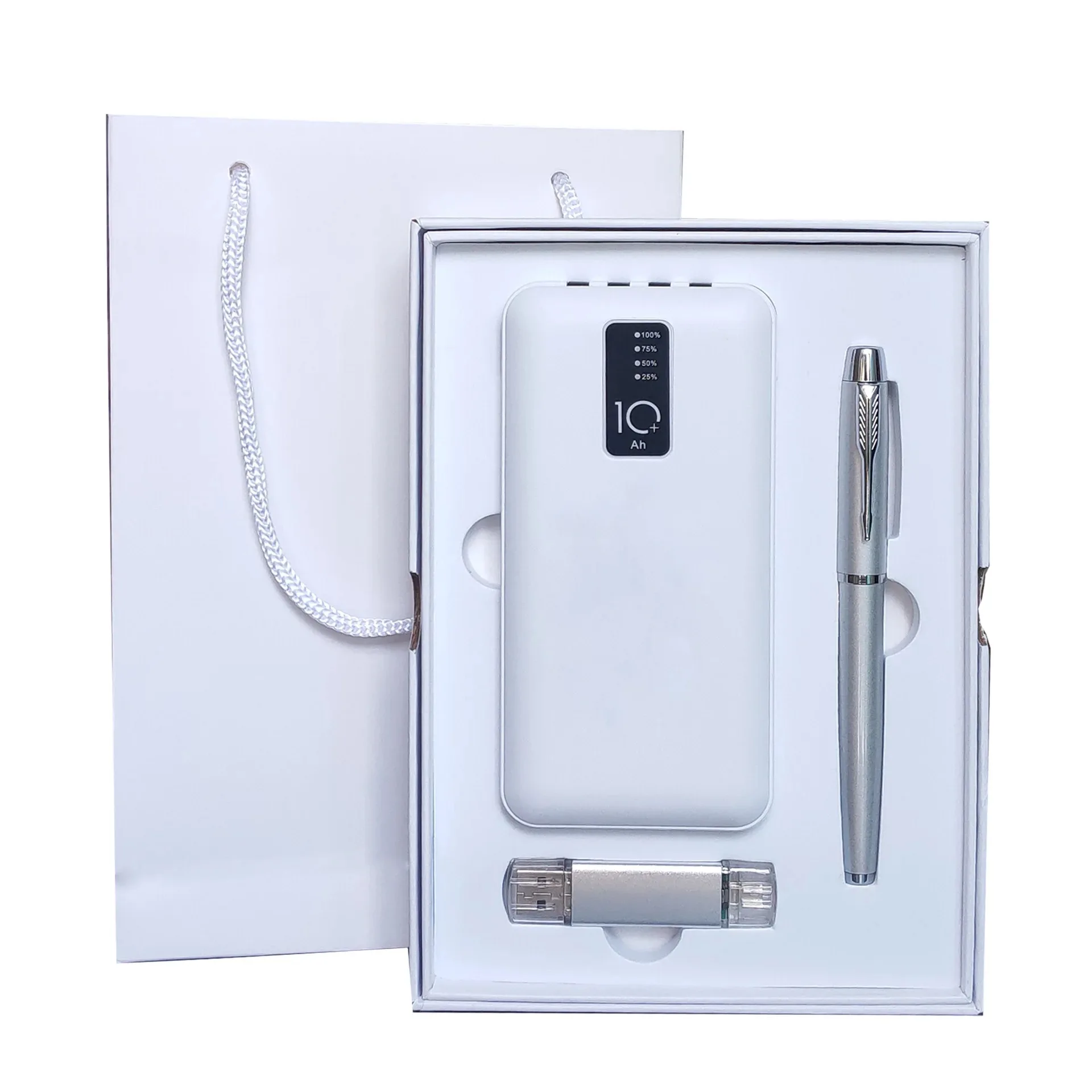 2023 Wholesale New Trendy Multi-functional Powerbank with USB Flash Drive and Pen Corporate Business Gift Set for Men Women