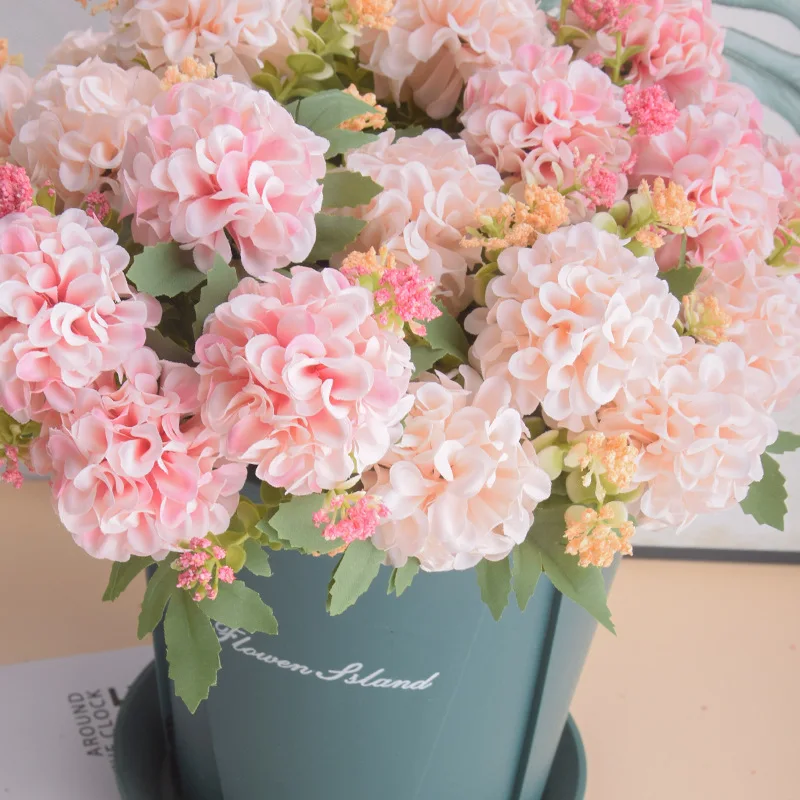 Simulated flowers artificial flower hydrangea bouquet combination wedding home decoration silk flower bouquet