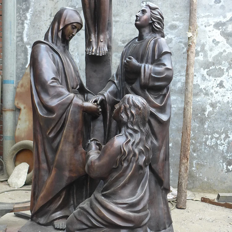 factory direct price Custom design exquisite large size religious Crucifix cross copper sculpture