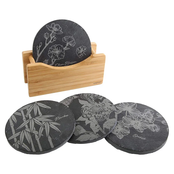 wholesale black  Irregular slate coasters set for drink sublimation photo slate blank