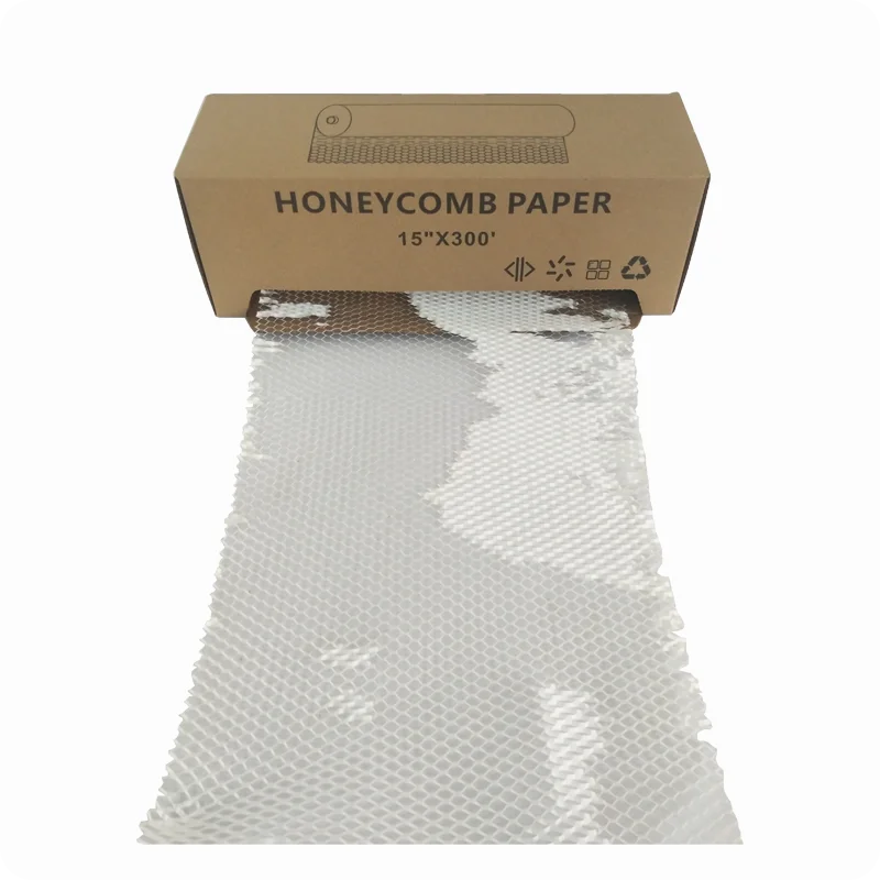 
White Custom Honeycomb Kraft Paper Roll in Carton Dispenser Protective Buffer Cushioning Packaging Paper Wrap Box 15