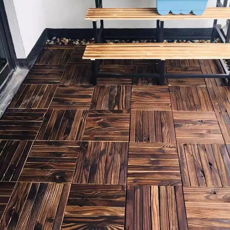 
Amazon Hot Selling Solid Wood Flooring Tiles 30 cm Wooden Plastic Outdoor Interlocking Composite Patio Deck Tiles 