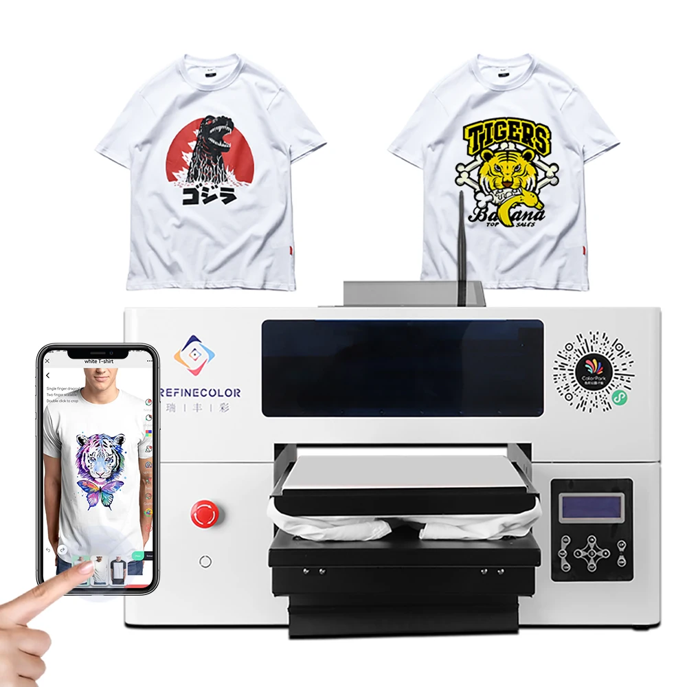 Refinecolor Wifi Mobile App DTG Printer A3 t-shirt uv flatbed printing machine XP600 screen printer