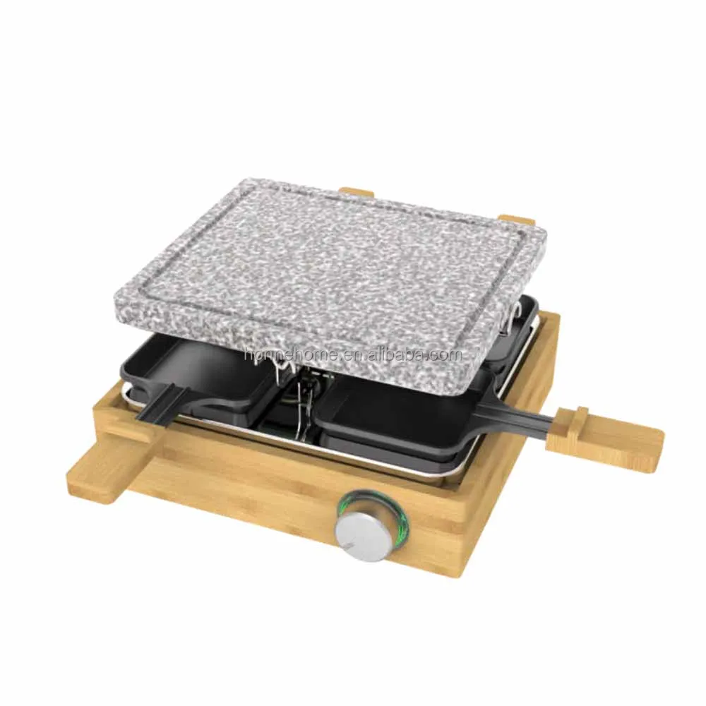Mini Indoor Bamboo Base Barbecue Electric Raclette Grills