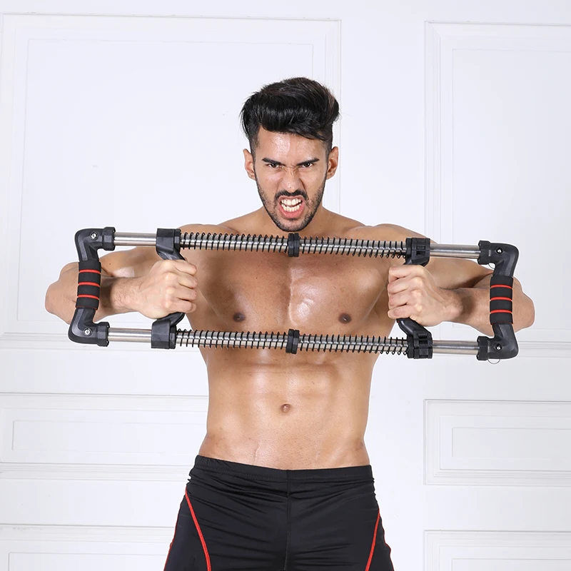 Chest Expander Spring Exerciser Workout Portable Spring Adjustable Push Down Bar Machine Resistance Exercise Gym Kit for Home