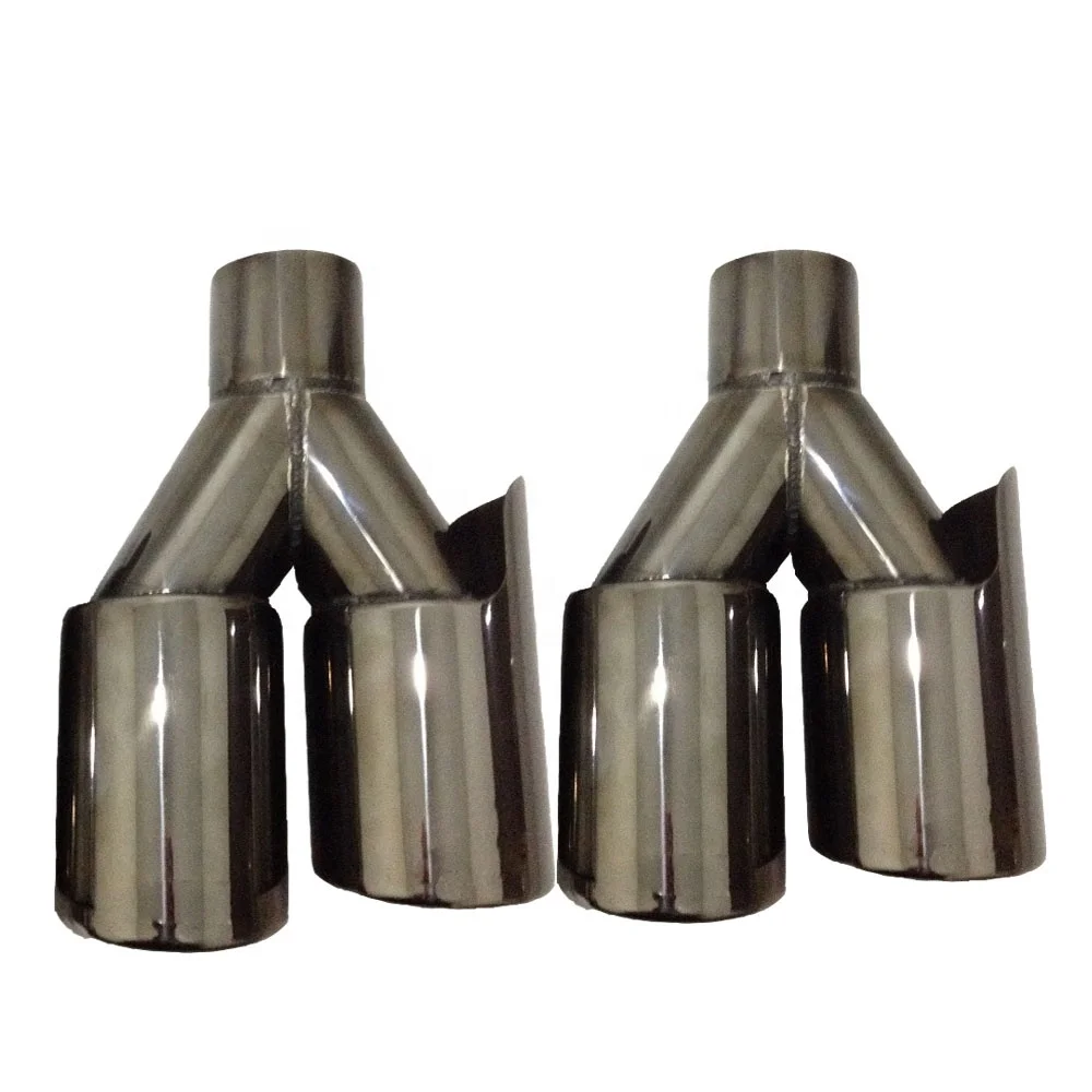M Style Black Titanium Plated Dual Exhaust Tip Muffler Pipe For BM W