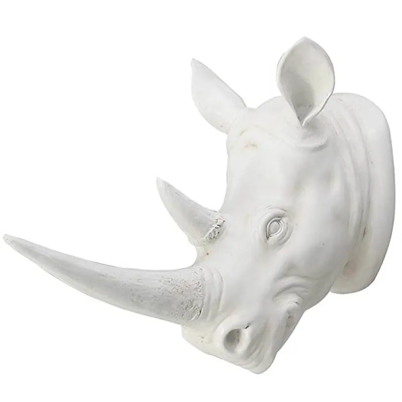 Decorative handmade polyresin wall mounted rhino head sculpture resin hanging decorations animal head statue