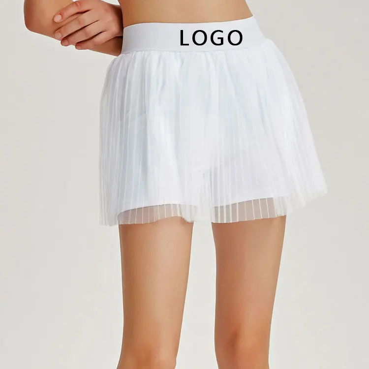 custom Wholesale Sexy Ladies White Skirts Sports Wear Quick Dry Women  Mesh  Tennis Skirt Shorts for women
