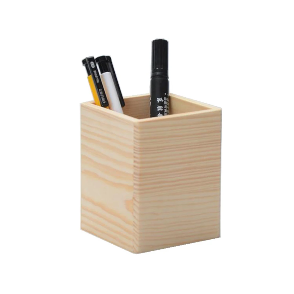 
Custom Logo Wooden Pen Holder Small Bamboo Pencil Holder Stand For Desk Accessories 