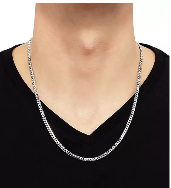 Fashion Jewelry S925 Sterling Silver classic Cuban Link Chain Necklace