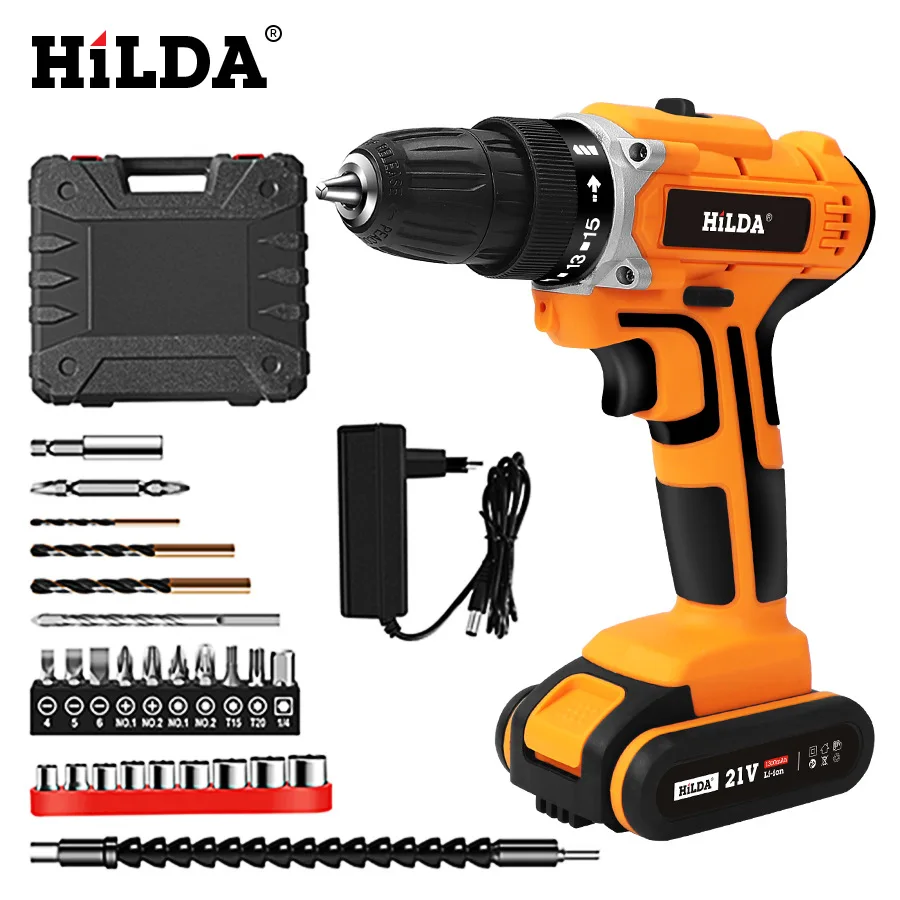 2021 China Power Tools Lithium/Li-ion Battery DC Charged Cordless Drill 21v