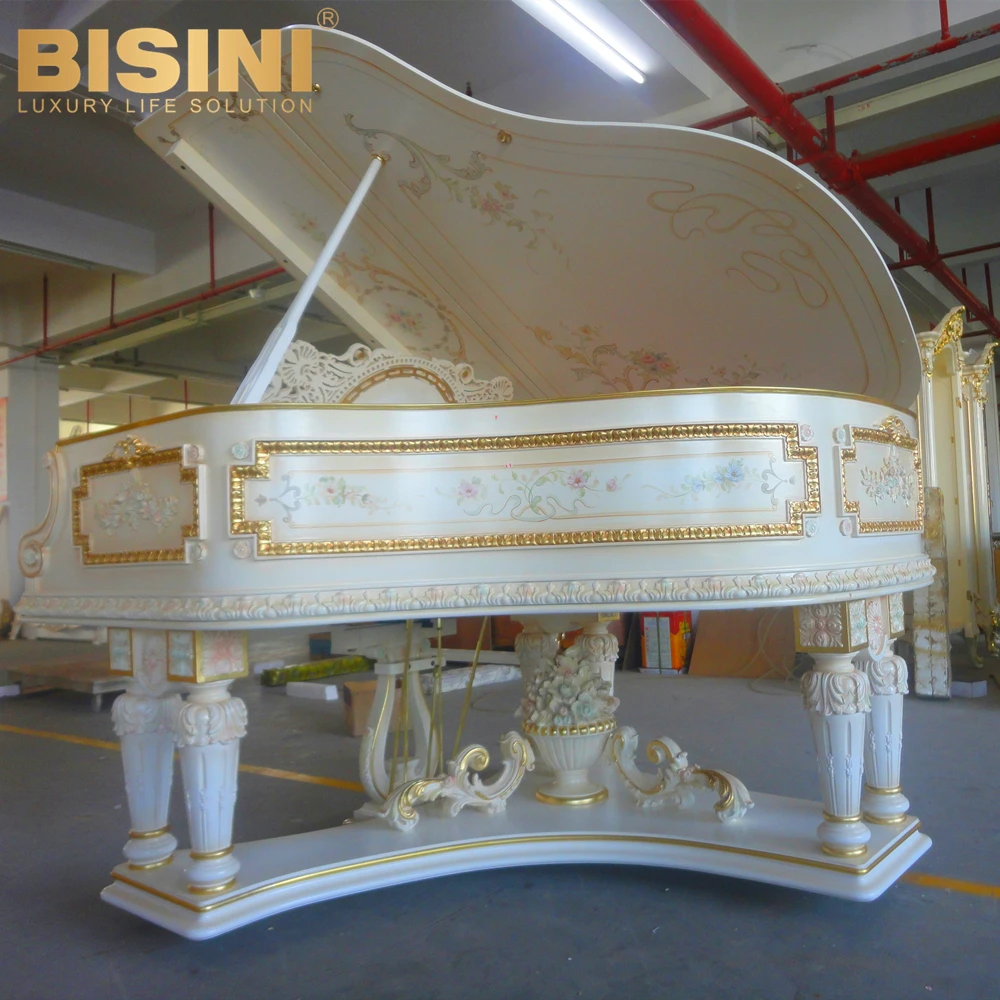 Deluxe Palace Style 24K Gold Leaf Carved Wood Color Floral Handpainted Professional Performance 88 Keys Germany Grand Piano