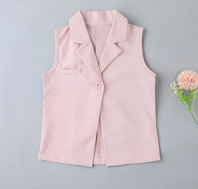 Wholesale 3pcs/set Baby Clothing Wear Summer Solid Vest Coat + Suspender + Pleated Skirt For Girls Baby Kids Clothes