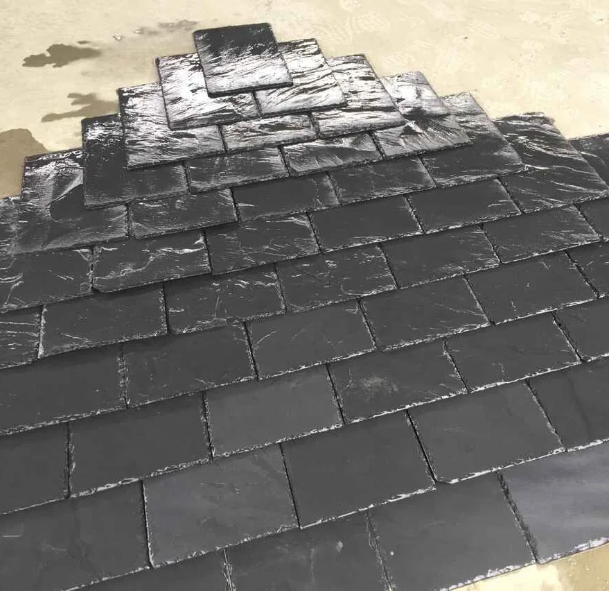 Black stone slate roof tile