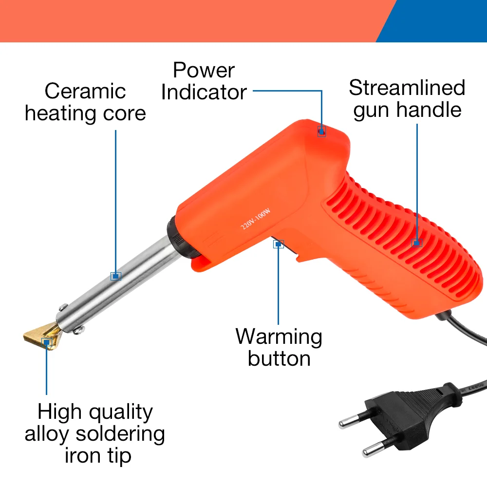 Car Bumper Repair Tool 2 Welding Tips 100W Plastic Welding Kit Soldering Iron Gun Plastic Welder