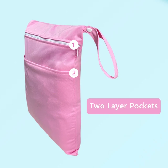 Custom Reusable Large 30*40 waterproof Travel Handy wet diaper bag With 2 Pockets