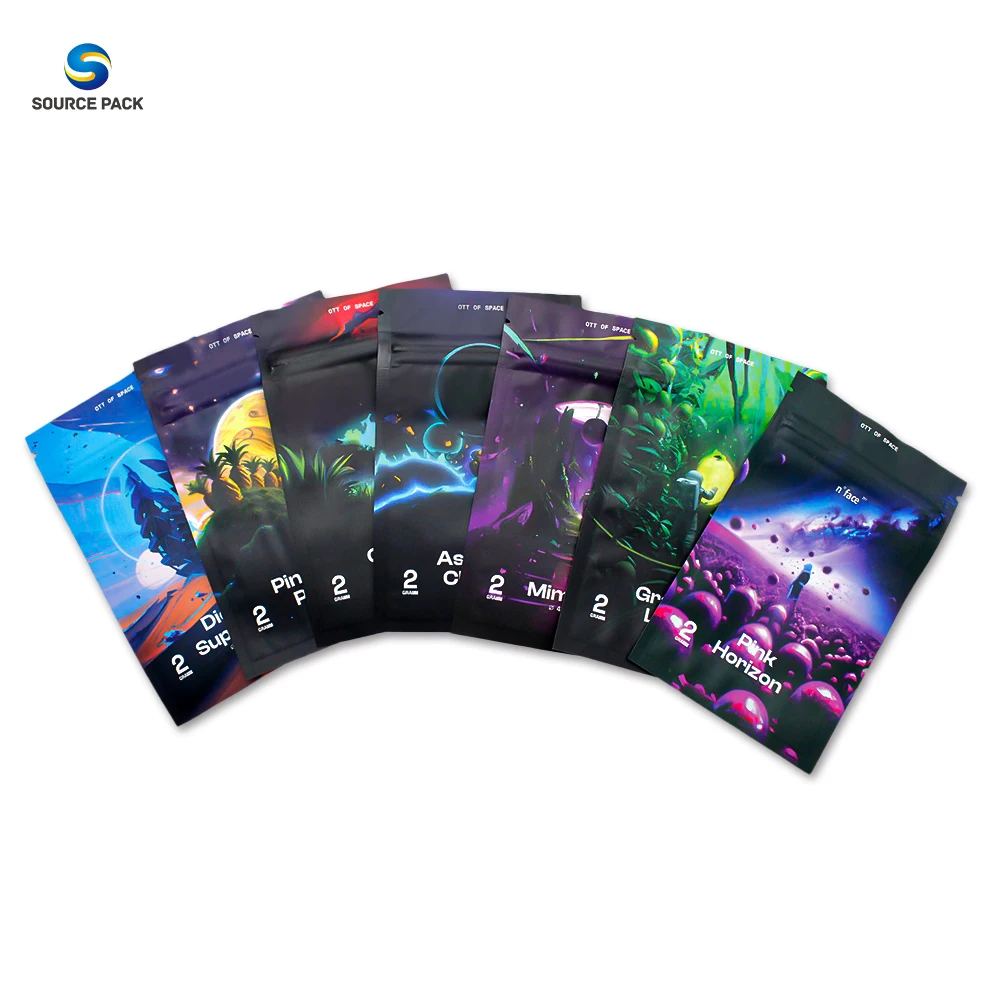 Manufacturer Stand Up Mylar Pouch with Child Resistant Ziplock  Smell Proof Soft Touch Sweet Gummy Mylar Bags