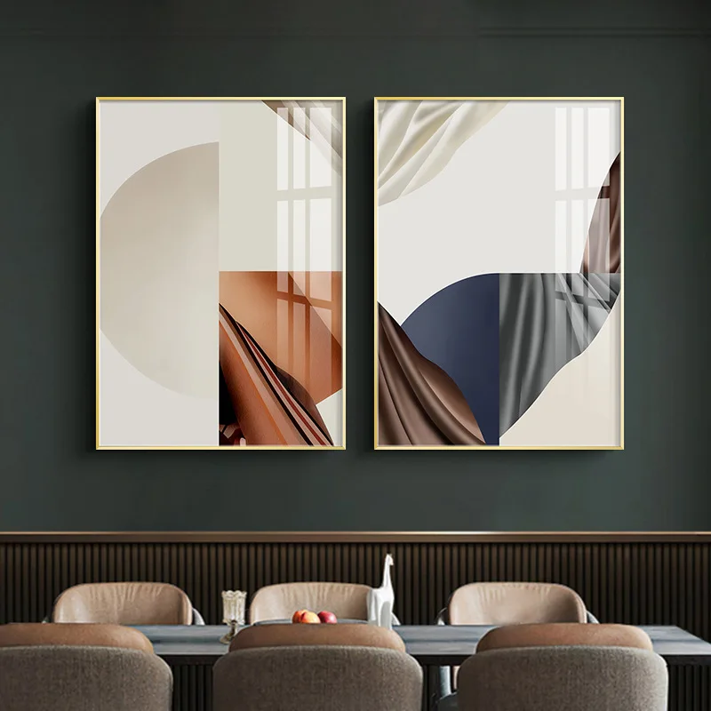 Nordic Concise Style Abstract Crystal Porcelain Painting Sofa Wall Art Mount Rich Fish Porch Paintings