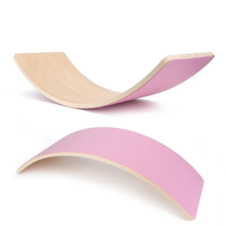 2022 Top sale kids fitness sports curvy wobble wooden balance board with customize